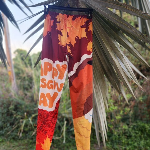 🍗THANKSGIVING FLAIR!🍗 Festive Holiday Turkey Graphic Leggings-S - Picture 4 of 4